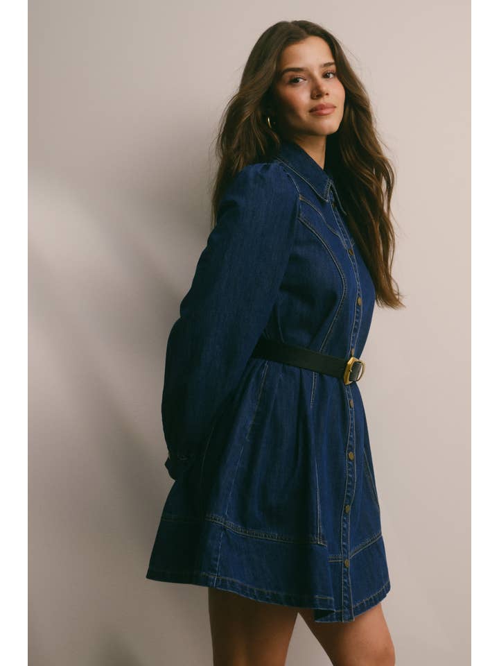 Forte - Wholesale Dress - Women's - Western Seam Denim Mini Dress FD00012