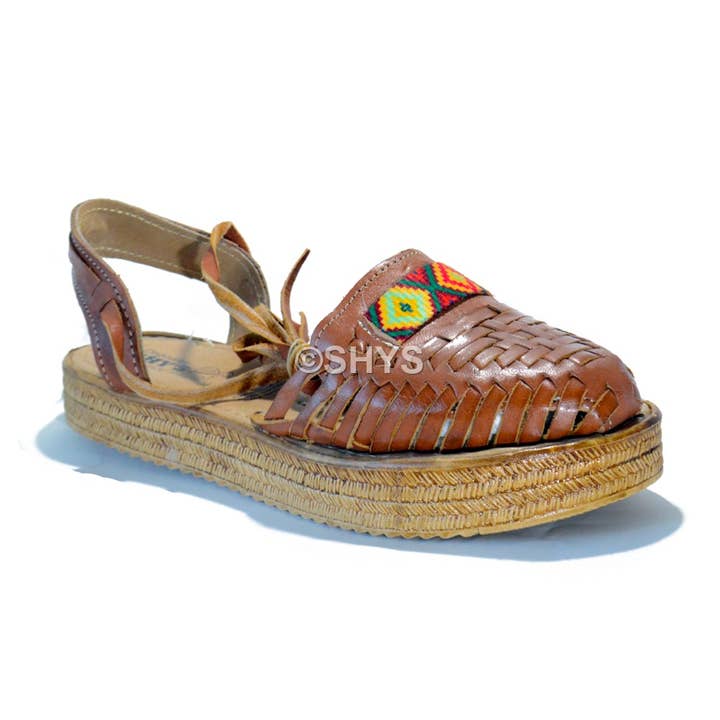 Chedron Leather Mexican Wedge Sandals For Woman Huaraches DPS-107-1 for wholesale on Faire
