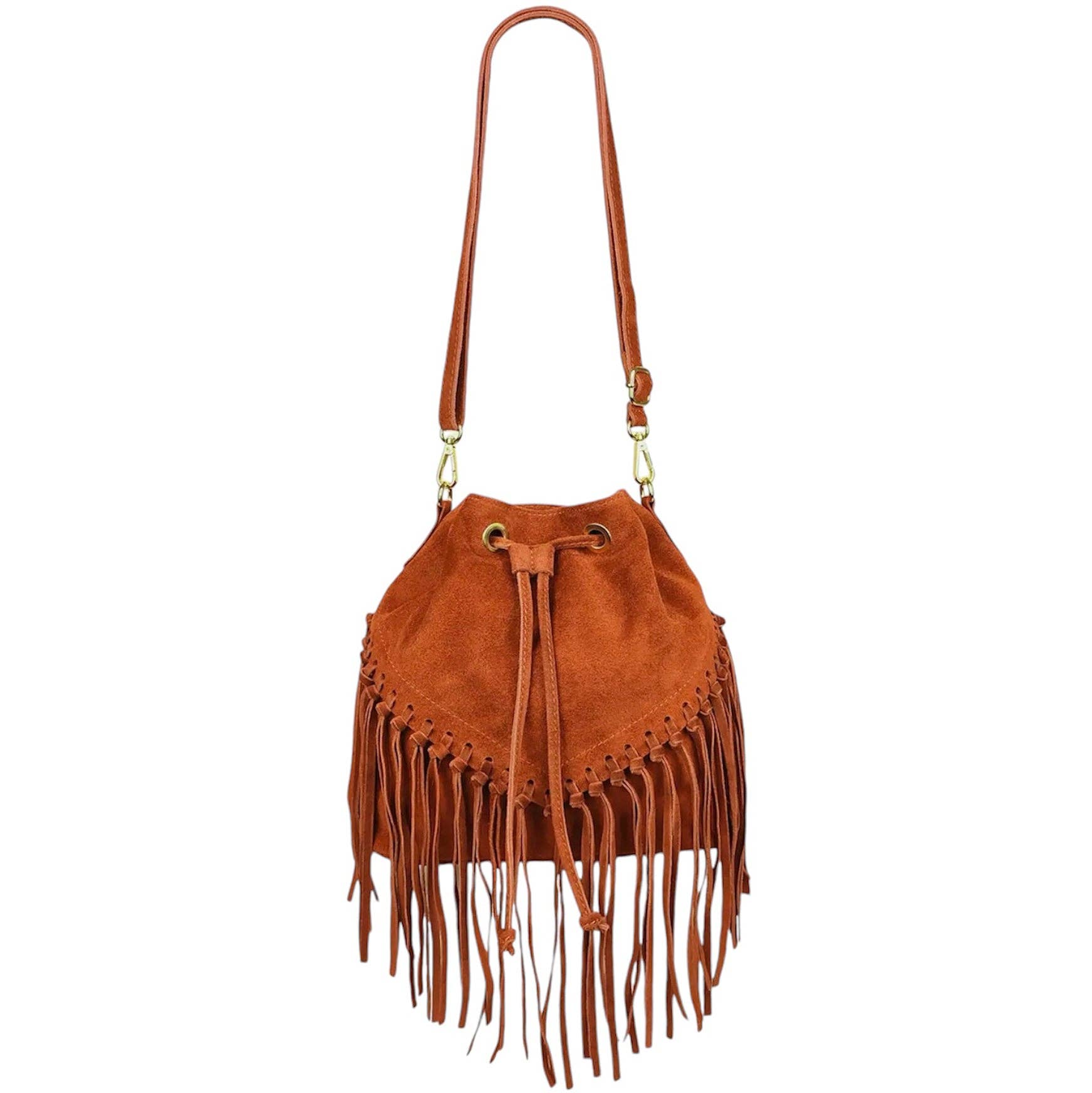 MODARNO - Vente Sac porté épaule – femme - Sac en daim Modarno à franges 26x13x26 cm4