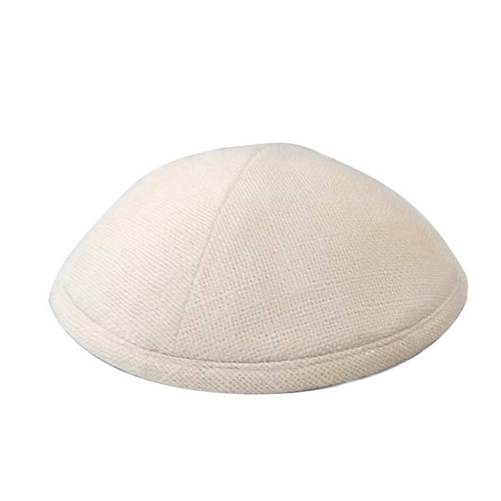Kippah Ivory Burlap for wholesale by Boker-Tov Shalom