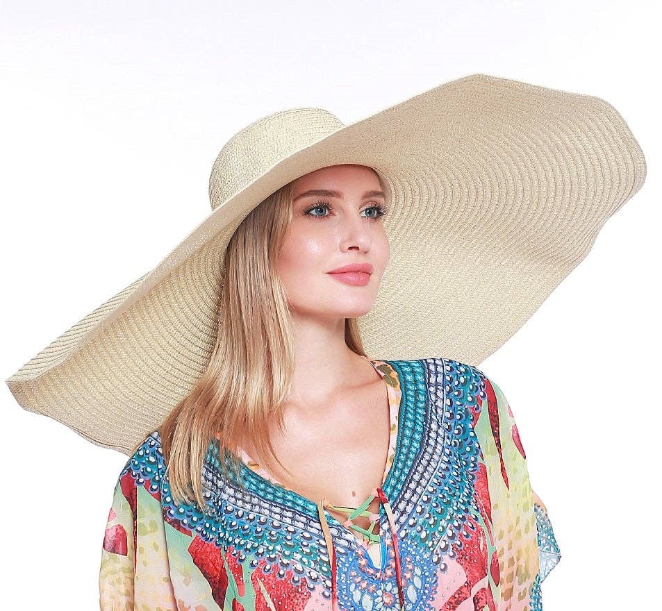 MiMi Wholesale - Wholesale Straw Hat - Women's - H3061 Super Wide Brim Straw Beach Summer Sun Hat1