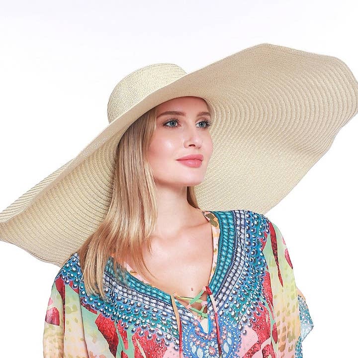 MiMi Wholesale - Wholesale Straw Hat - Women's - H3061 Super Wide Brim Straw Beach Summer Sun Hat1