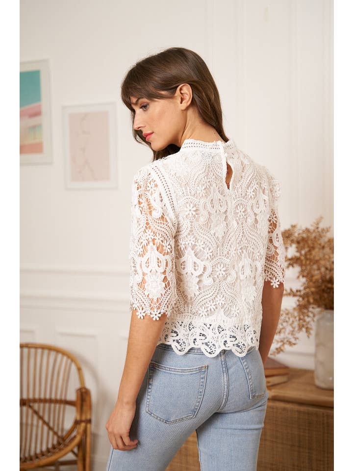 CHOKLATE PARIS - Wholesale Blouse - Women's - Eléanore short sleeve lace top - 80973