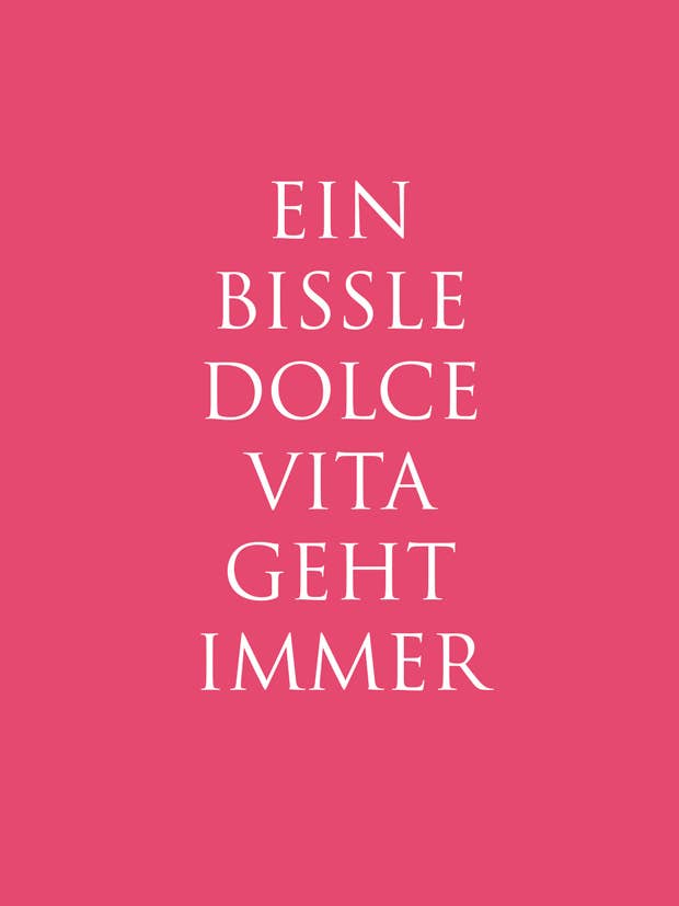 Postcard “A Bissle Dolce Vita...” for wholesale by WUNDERWORT by Angela Gwinner