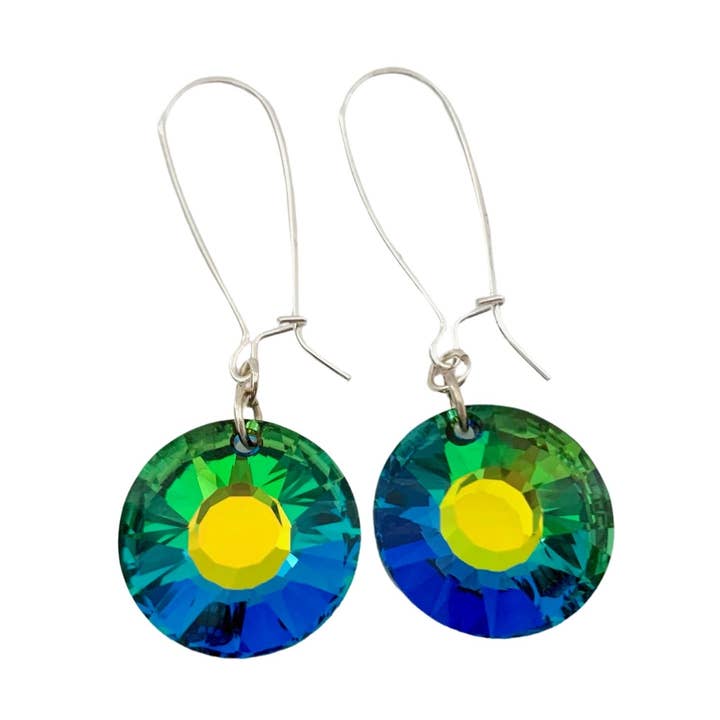 Vitrail Boucles d'oreilles pendantes en cristal Taille M pour la vente par Camba Jewelry