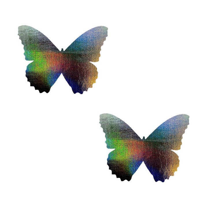 Dark Descent Grey Holograhic Butterfly Body Stickers 6PK for wholesale by Neva Nude