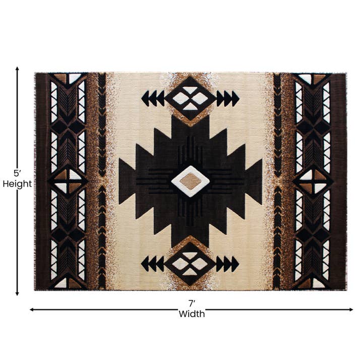 5' x 7' Brown Rustic Southwest Style Area Rug for wholesale on Faire