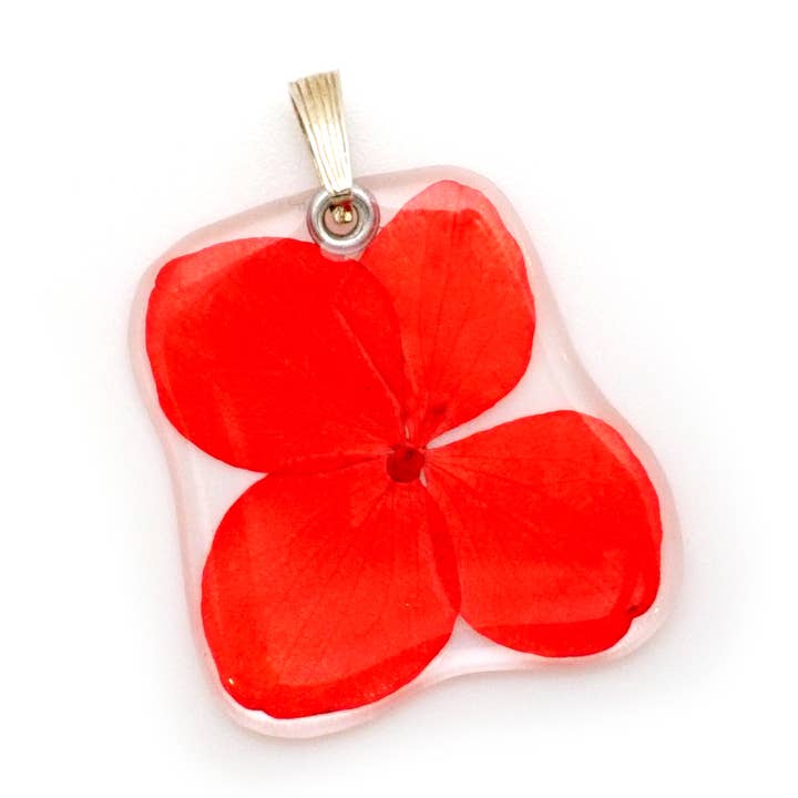 69218 Röd Hortensia Hängsmycke ENDAST för wholesale av Petal Connection