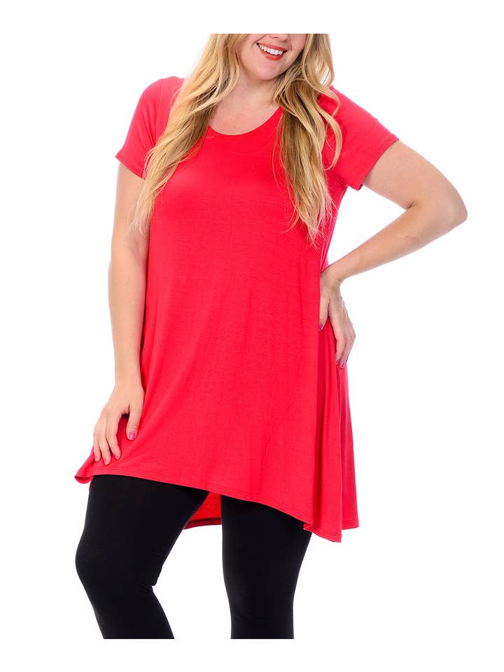 42POPS - Wholesale Tunic - Women's - "...._PLUS SIZE Shark Bite Scoop Neck Tuni
