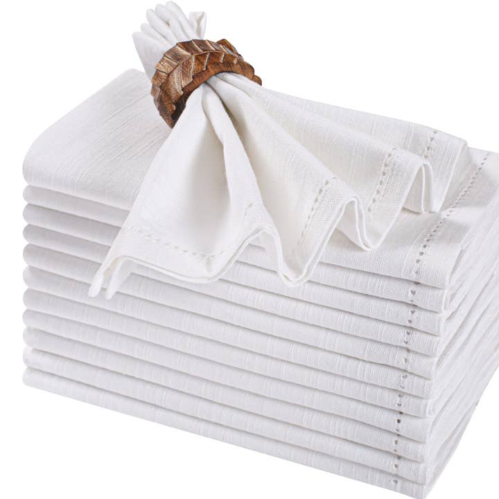 Premium Cotton Cloth Napkins, 16x16- White duck (Set of 12) for wholesale by Bedding Craft