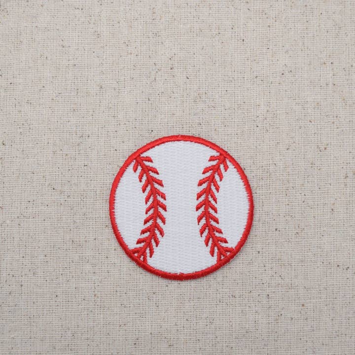 Large - Baseball - Red and White - Embroidered Patch - Iron on Applique - WA228-B for wholesale by Wholesale Applique