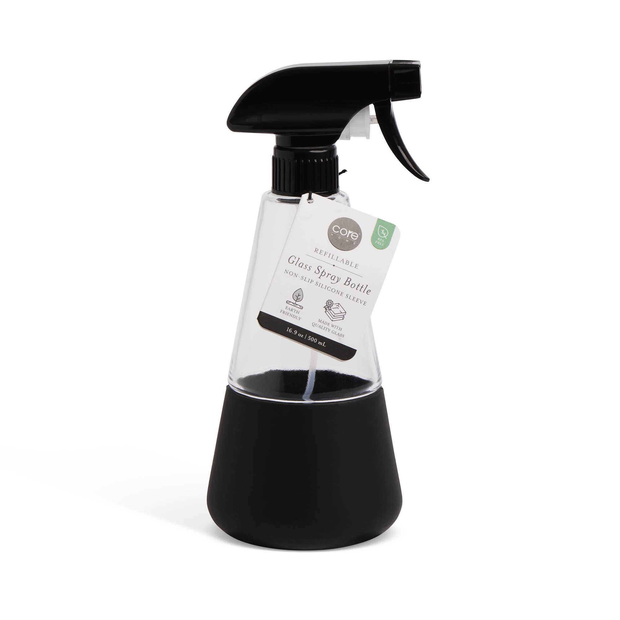 Core Home - Wholesale Spray Bottle - 500ml Glass Spray Bottle with Silicone Sleeve - Onyx1