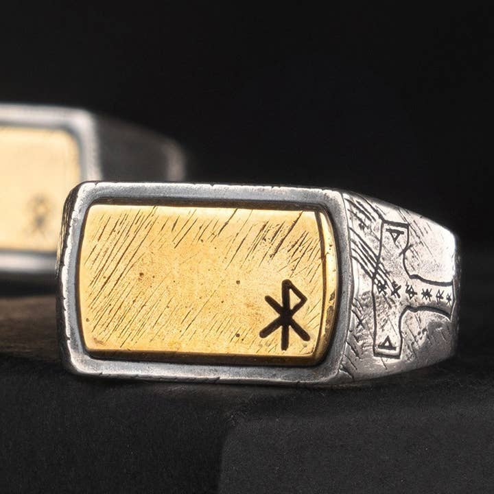 Nordic Viking Thor's Hammer Rune Letter S925 Silver Ring for wholesale by Gioiellin - S925 Silver Jewelry