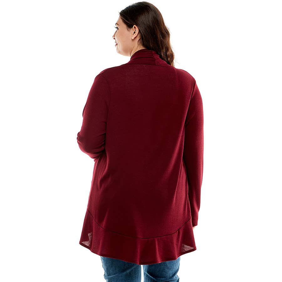 Azules Clothing – Großhandel Strickjacke – Damen – AJK-3016HCX-Plus-Damen-Strickjacke mit langen Ärmeln und Rüschen22