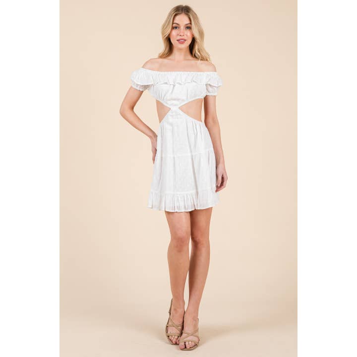 Honey Mango - Wholesale Dress - Women's - Off shoulder dobby spot dress17