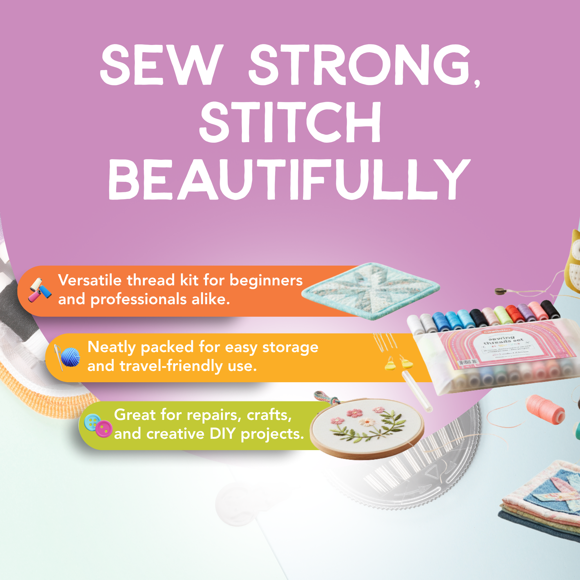 Incraftables - Wholesale DIY Craft Kit - Kids - Incraftables Sewing Thread Assortment – 24 Pcs3