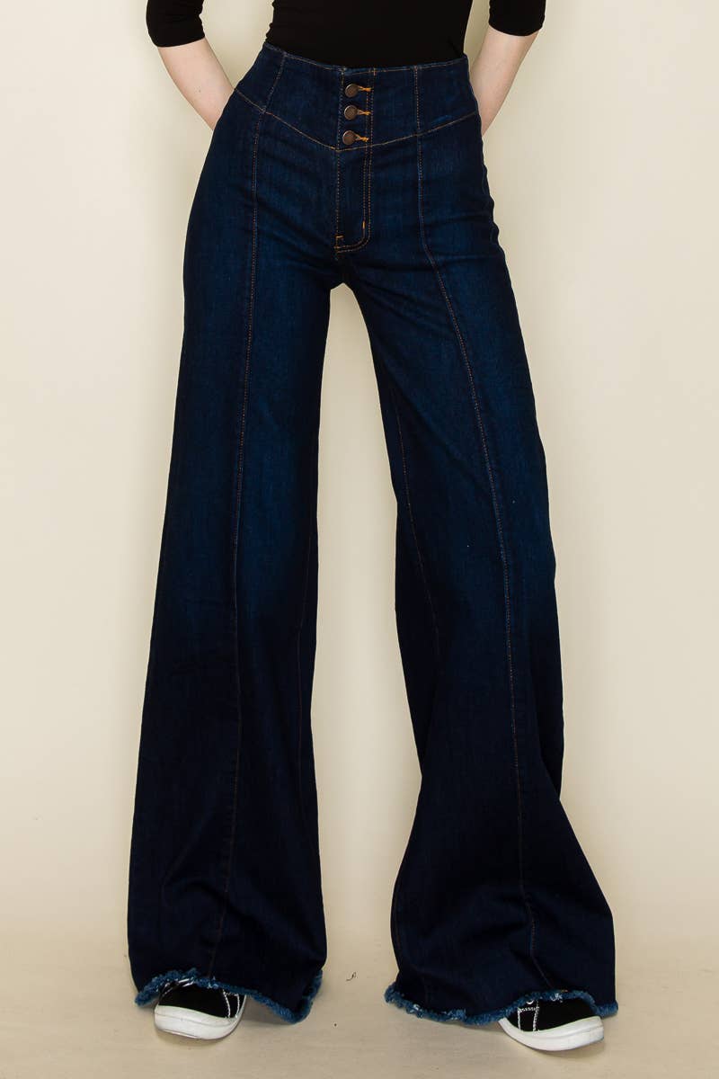 O2 Denim - Wholesale Jeans - Women's - PW508 -M Front Seam Wide Leg Denim Jeans in Medium Wash8