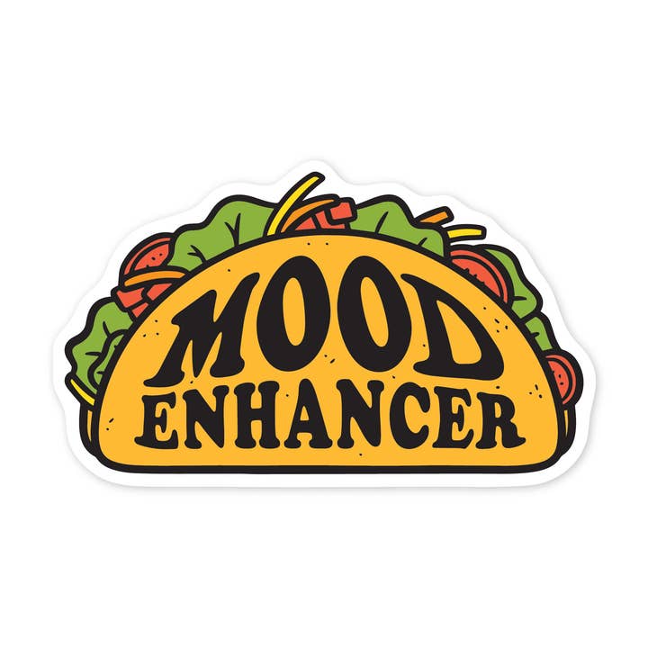 Taco Mood Enhancer Sticker for wholesale by The Stickerie