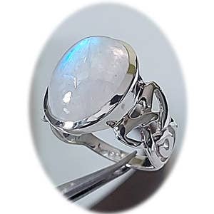 De Celtic Infinity Sterling Ring - Rainbow Moonstone voor wholesale door Crystal Earth Sterling