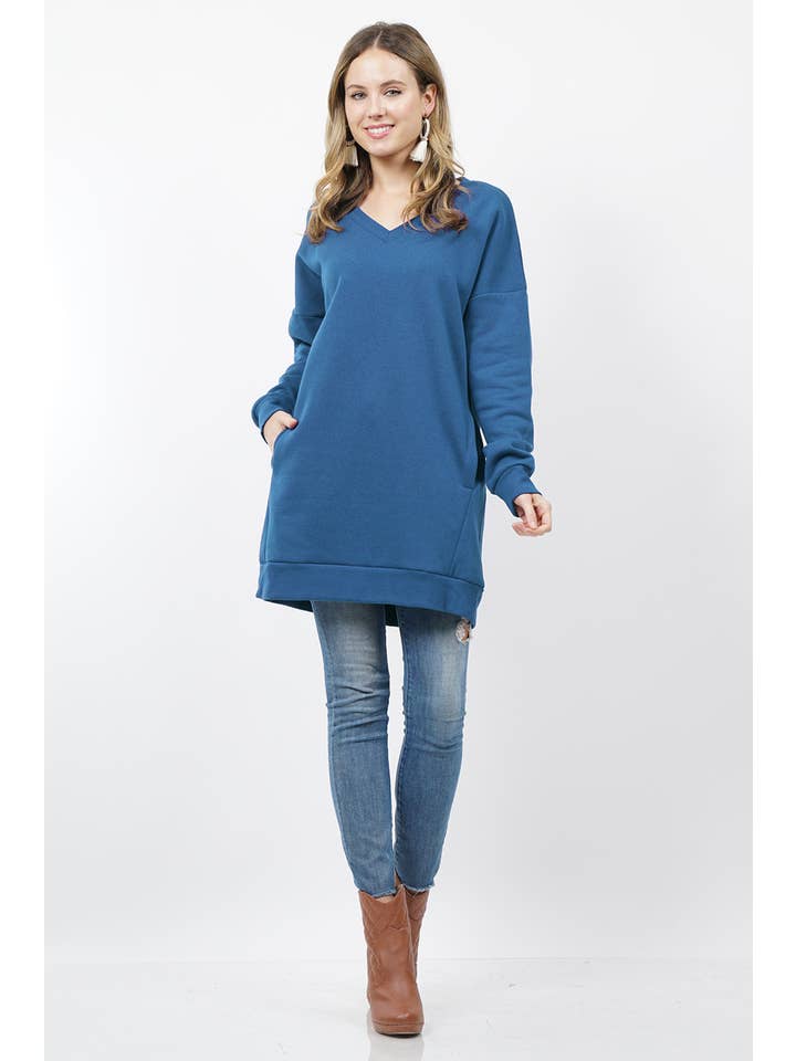 42POPS - Wholesale Tunic - Women's - ", SC26557 Two-pocket oversize fleece tunic