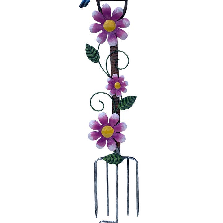 Blue Bird & Flower Fork Stake for wholesale by Esschert Design USA