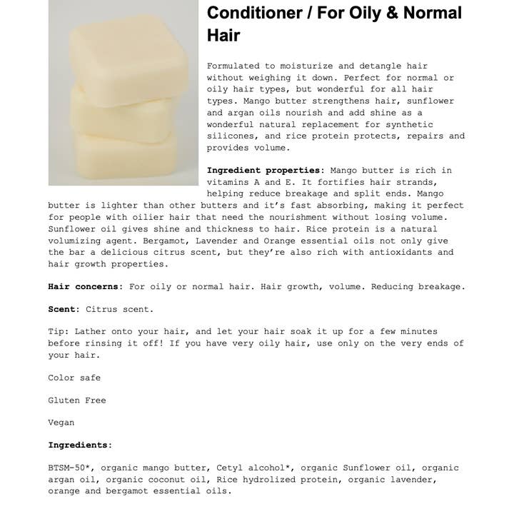 Simpl Bars - Wholesale Hair Conditioner - Unpackaged Argan Oil Solid Conditioner Bar -Normal/Oily Hair