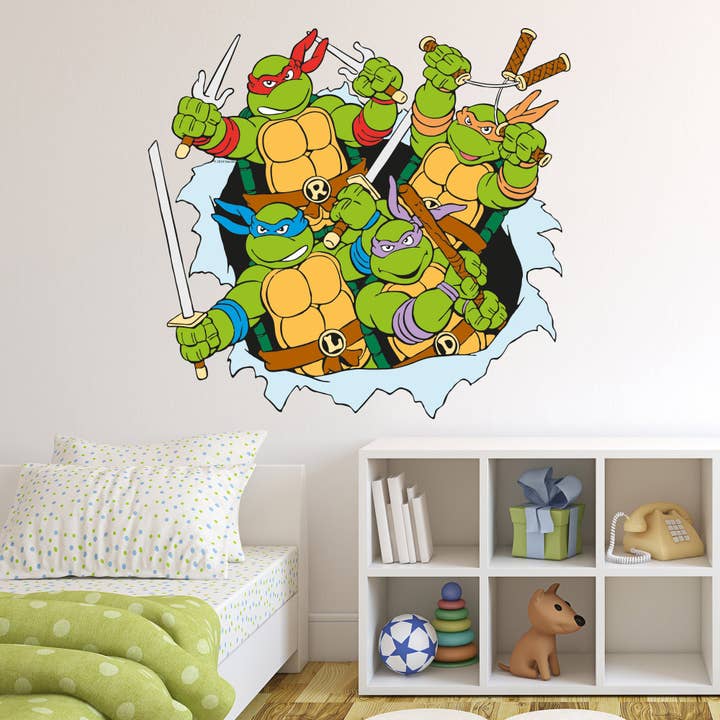 Teenage Mutant Ninja Turtles Wall Sticker - Group Ripping Through Wall Decal TMNT Art for wholesale by Themed