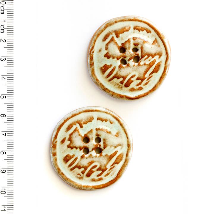 Boutons à coudre en terre cuite turquoise pour autographe X-Large pour la vente par Incomparable Buttons