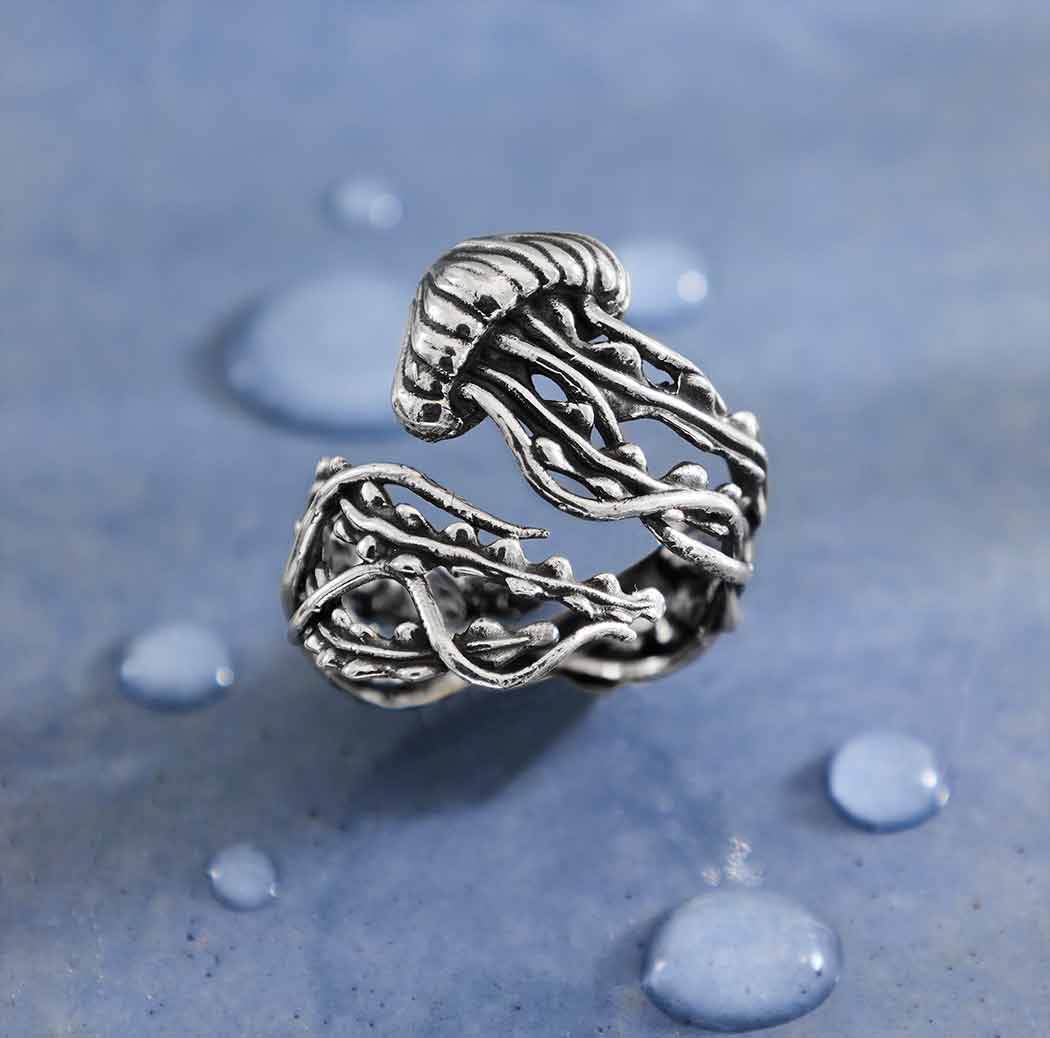 Nina Designs - Wholesale Cocktail/Statement Ring - Sterling Silver or Bronze Adjustable Jellyfish Ring1