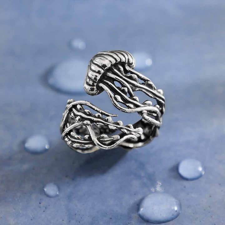 Nina Designs - Wholesale Cocktail/Statement Ring - Sterling Silver or Bronze Adjustable Jellyfish Ring1