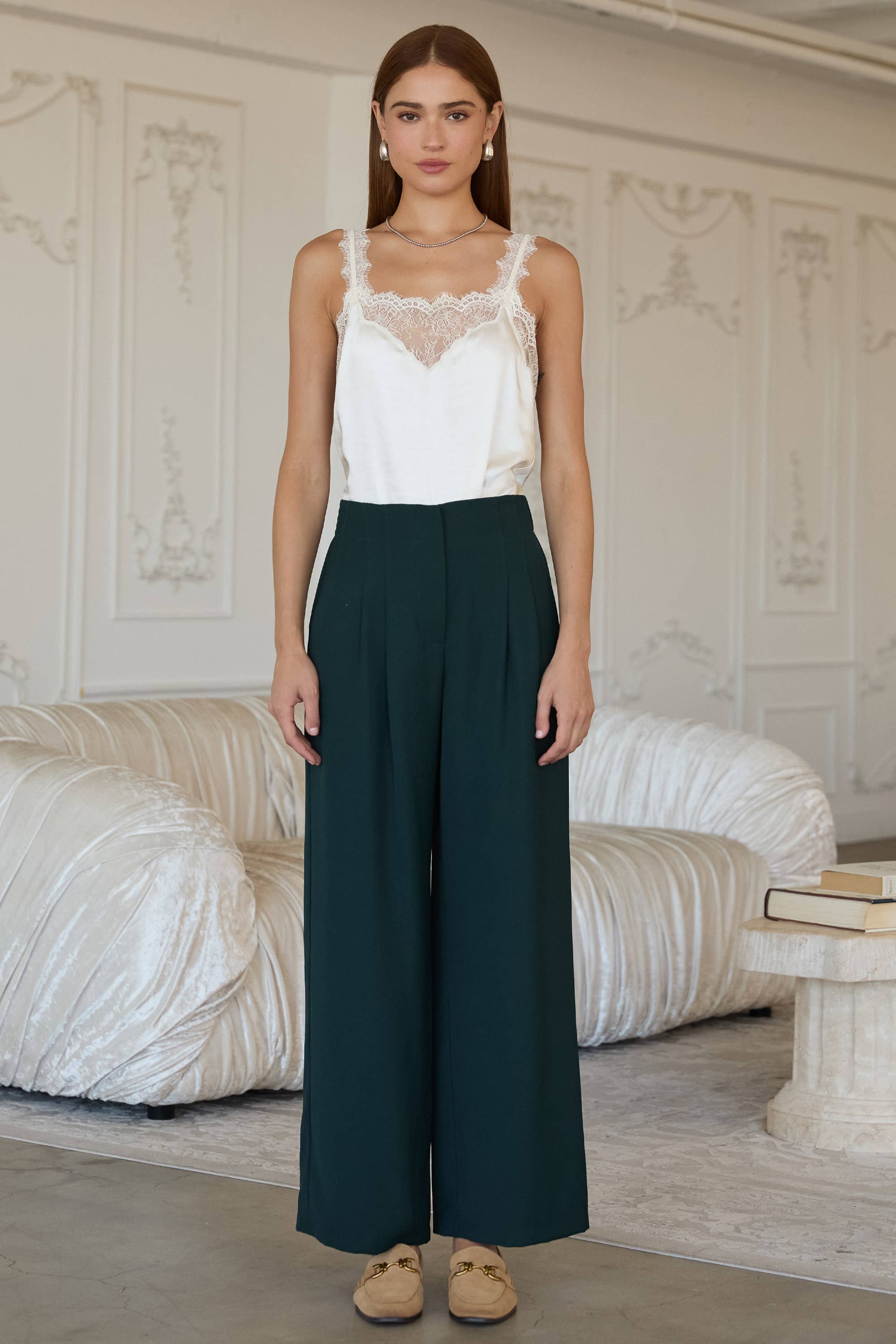 SKIES ARE BLUE - Wholesale Pants - Women's - Recycled Poly Wide Leg Pants1