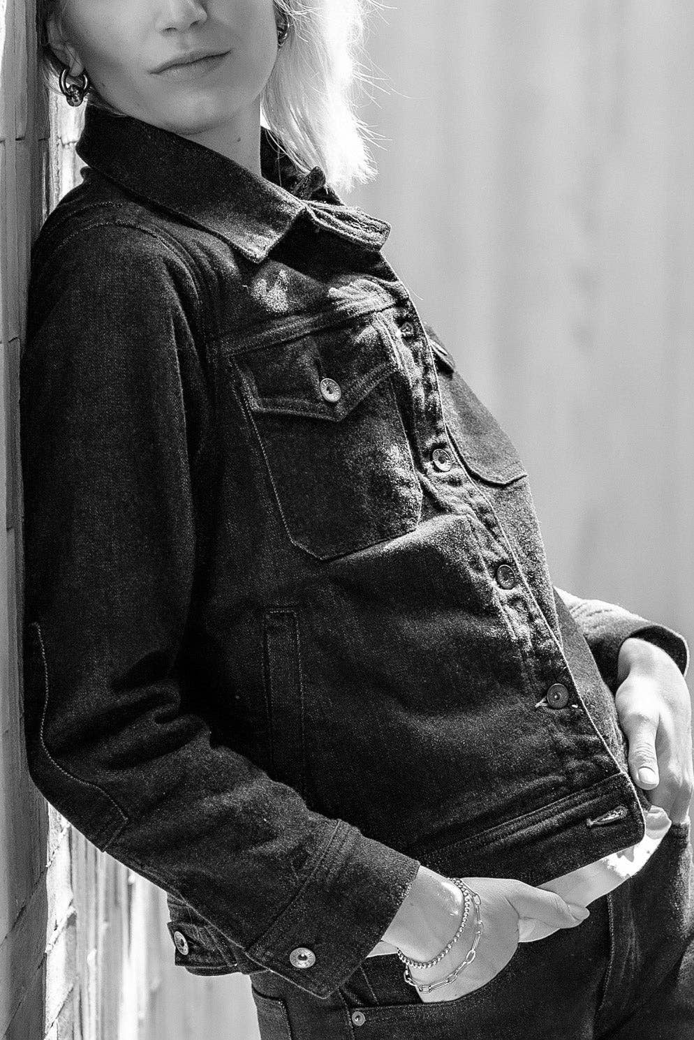 Schwarzer Stein Artcher Jacke | 14oz Broken Twill Denim für den Großhandel auf Faire4