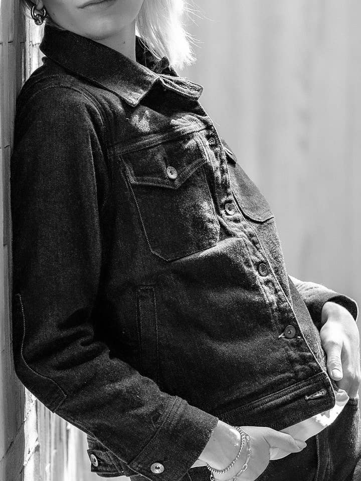 Black Stone Artcher Jacket | 14oz Broken Twill Denim for wholesale on Faire4