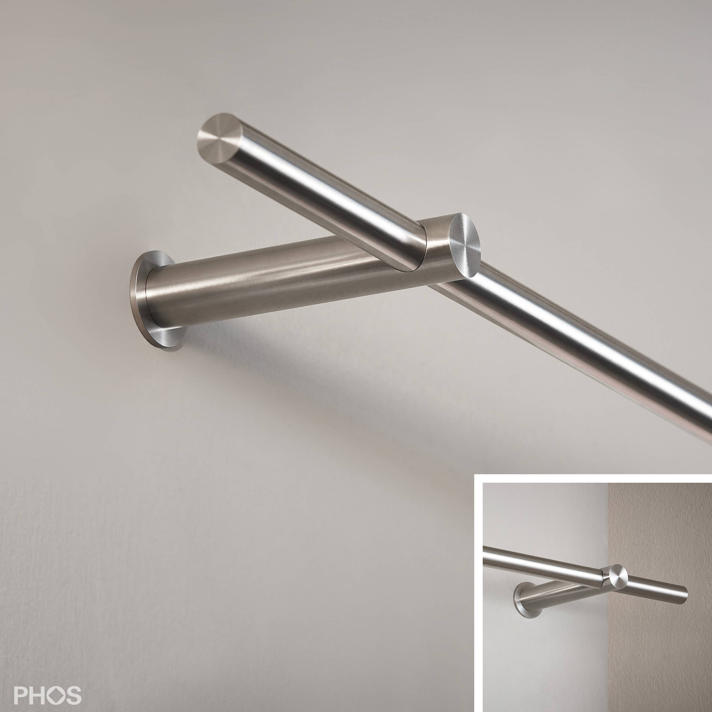 PHOS Design GmbH - Wholesale Curtain Rod - stainless steel curtain rod Ø20 mm, set with wall brackets1
