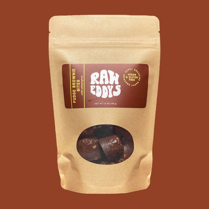 Fudge Brownie Protein Bites for wholesale by Raw Eddy’s Snacks