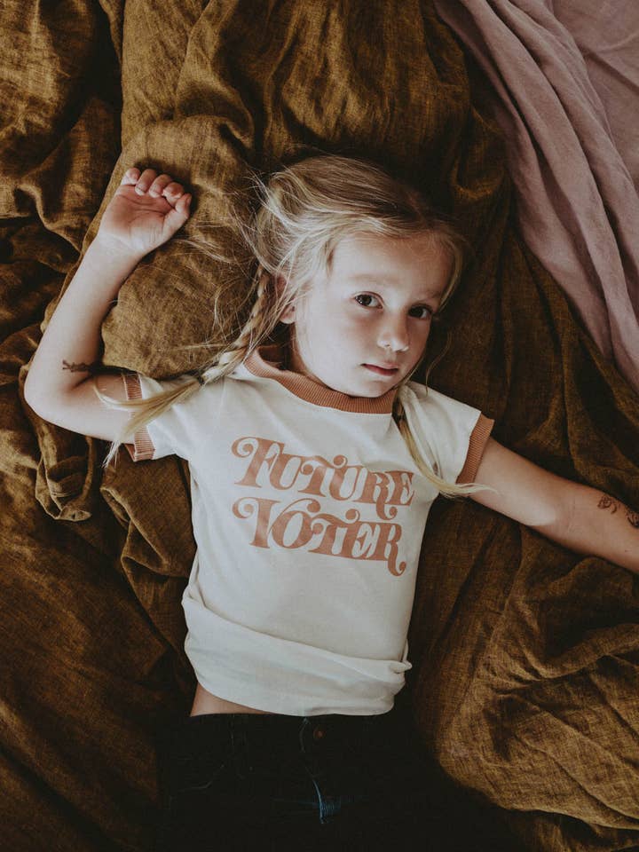 Future Voter | Kids Ringer Graphic T-shirt for wholesale by The Bee & The Fox