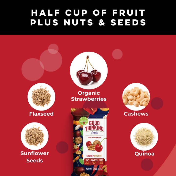 Good Thinking Foods - Wholesale Snack Bar - Cherry Walnut (Box of 12) WHOLESALE
