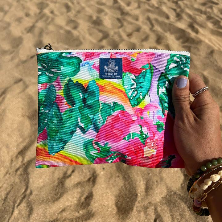 Kalo Rainbow Hibiscus - Small Pouch for wholesale by Aubrey Emi Designs