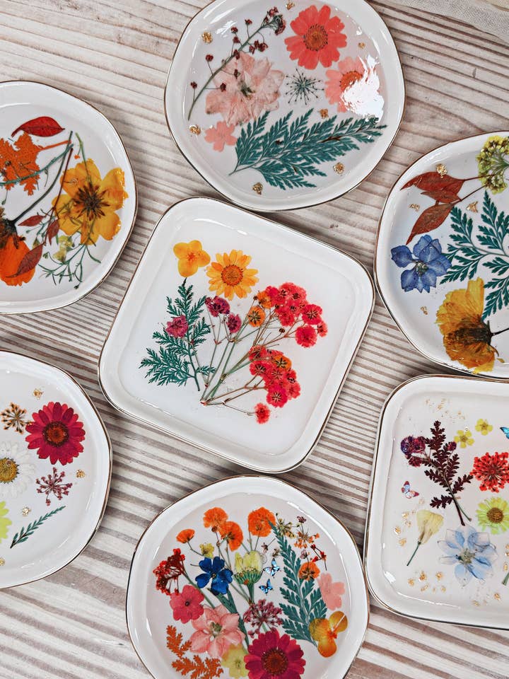 Hand Pressed Flower Ring Dish – Keepsake Jewelry Gift for wholesale by Sam + Sea Artistry