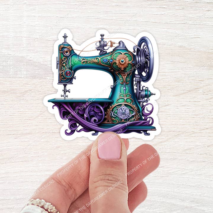 Vintage Sewing Machine Sticker for wholesale by The Daydreamer Designz