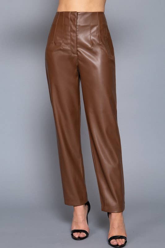 Lemon Tree - Wholesale Pants - Women's - HIGH WAIST SLIM FIT FAUX LEATHER LONG PANTS3