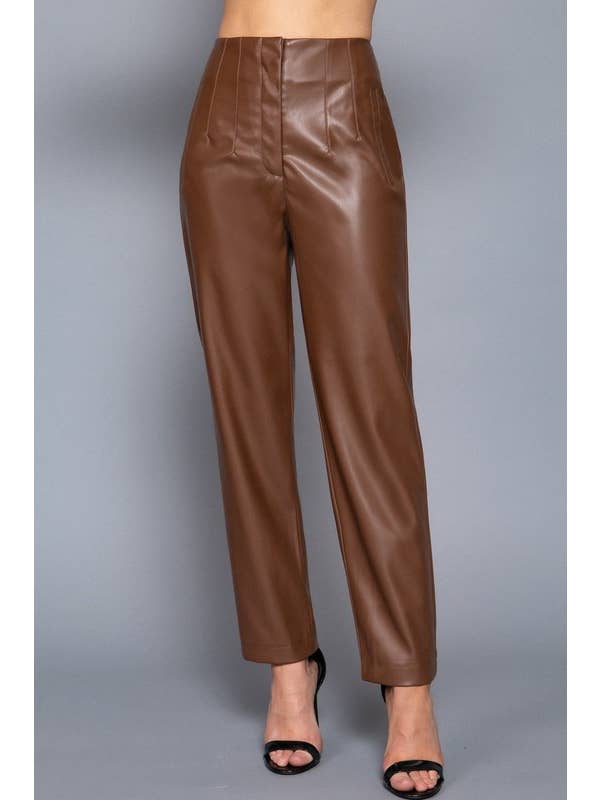 Lemon Tree - Wholesale Pants - Women's - HIGH WAIST SLIM FIT FAUX LEATHER LONG PANTS3