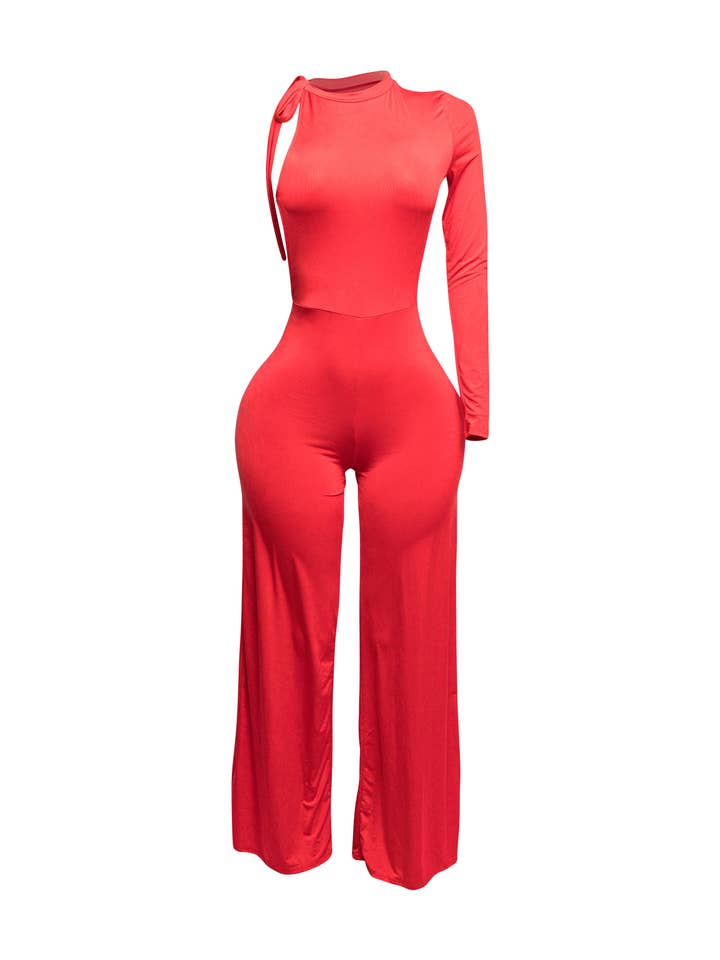 One Shoulder Stringed Jumpsuit for wholesale by K Too