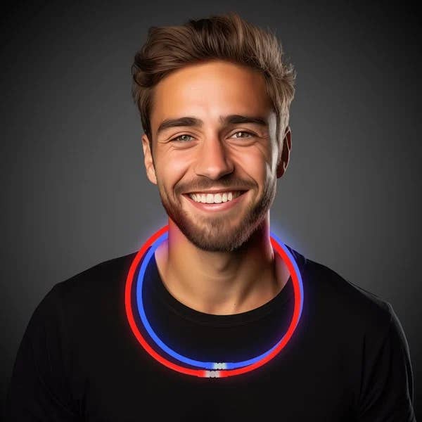 Patriotic Glow Necklaces – 48 Count Retail Counter Display for wholesale by Windy City Novelties