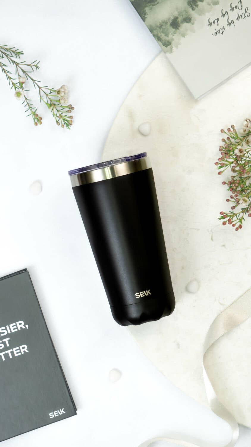 Pink Thermos /coffee cup - oh so black! 350ml for wholesale on Faire0