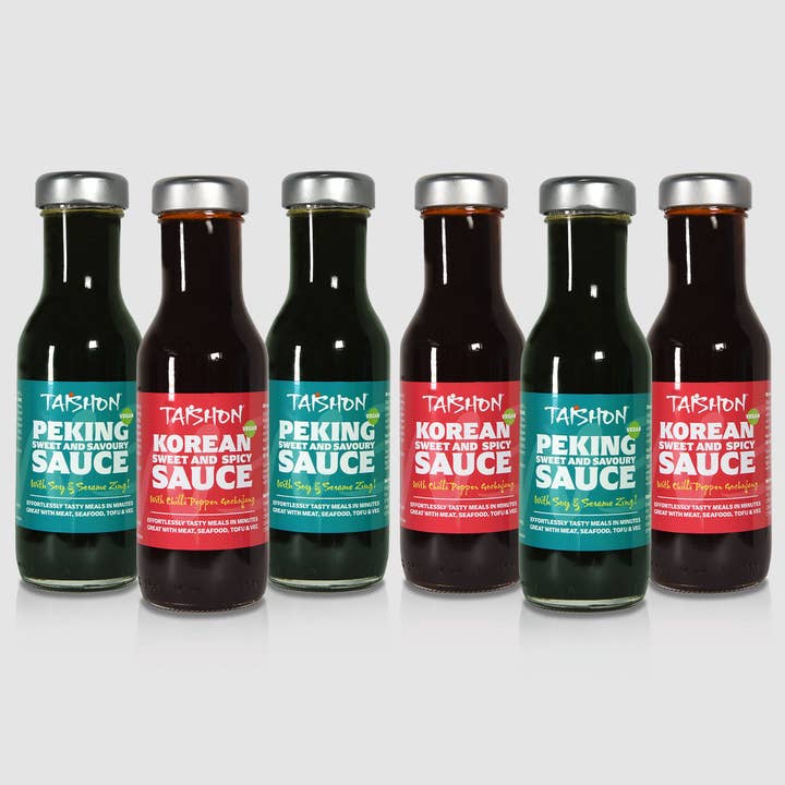TAISHON PEKING AND KOREAN SAUCE CASE OF 6 (3 OF EACH SAUCE) (VEGAN) for wholesale by Taishon