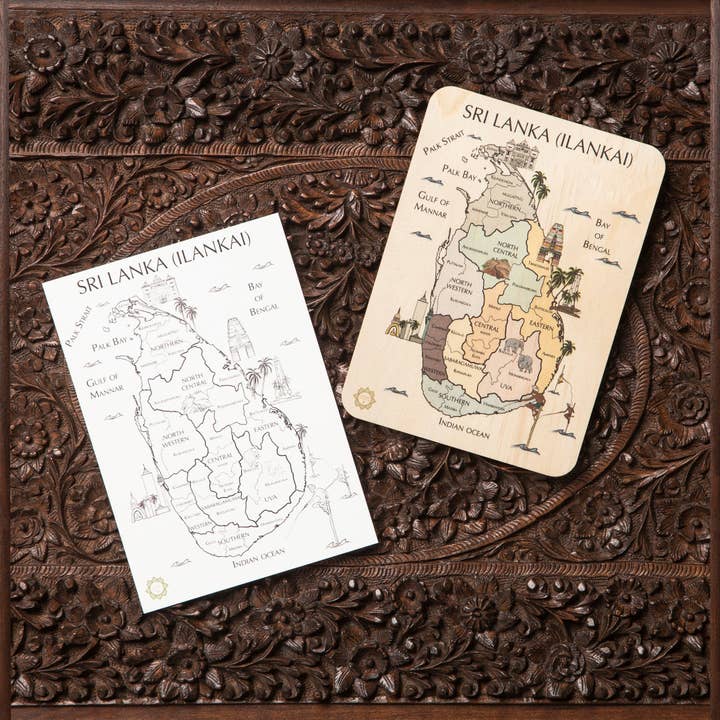 Sri Lanka (Ilankai, Eelam) Country Map Timber Tile + Matchin for wholesale by The Heritage Supply Co.®