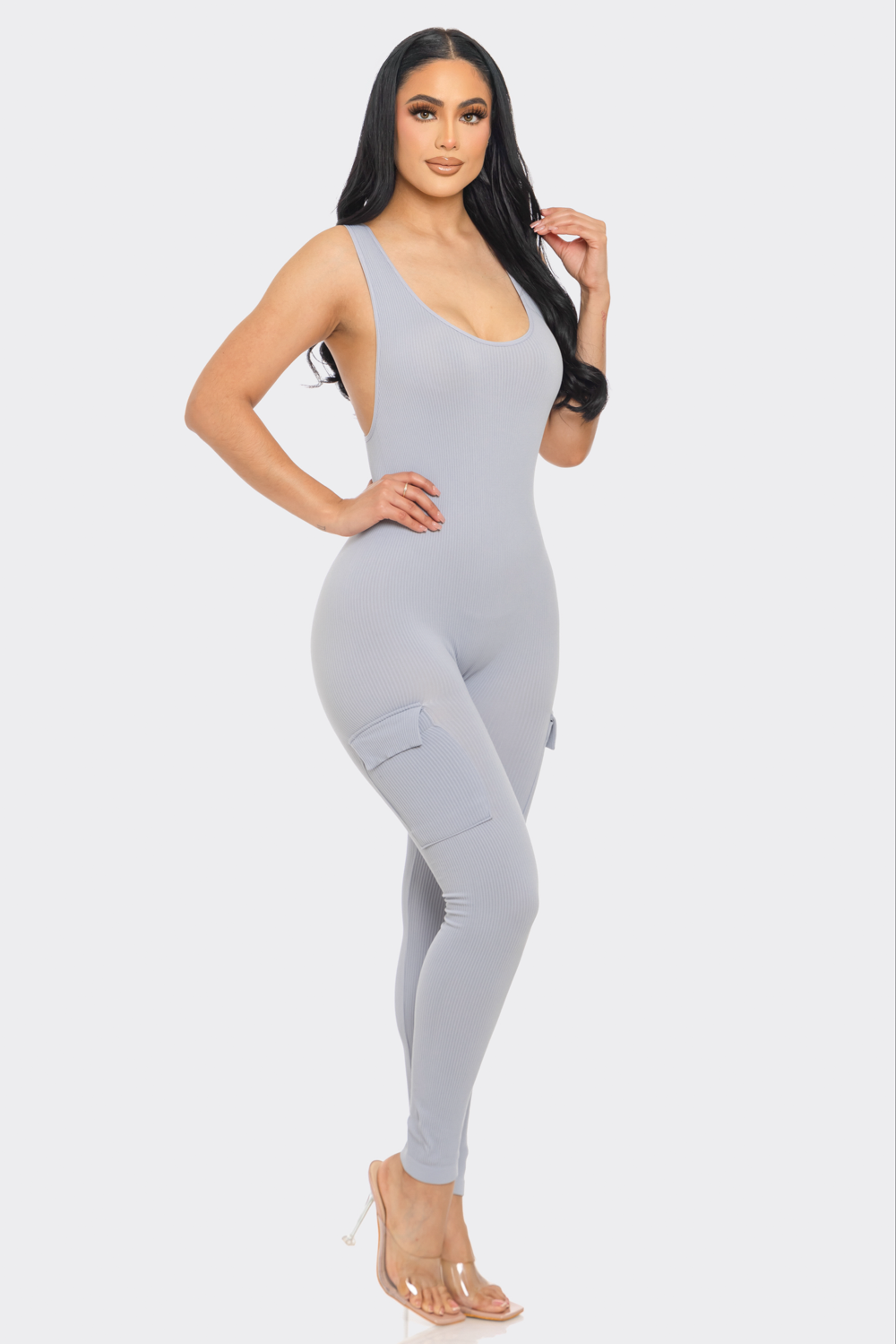 Lime All the Time - Vendita all'ingrosso Tuta intera - Donna - Tuta Cargo Racerback Senza Cuciture A Costine9