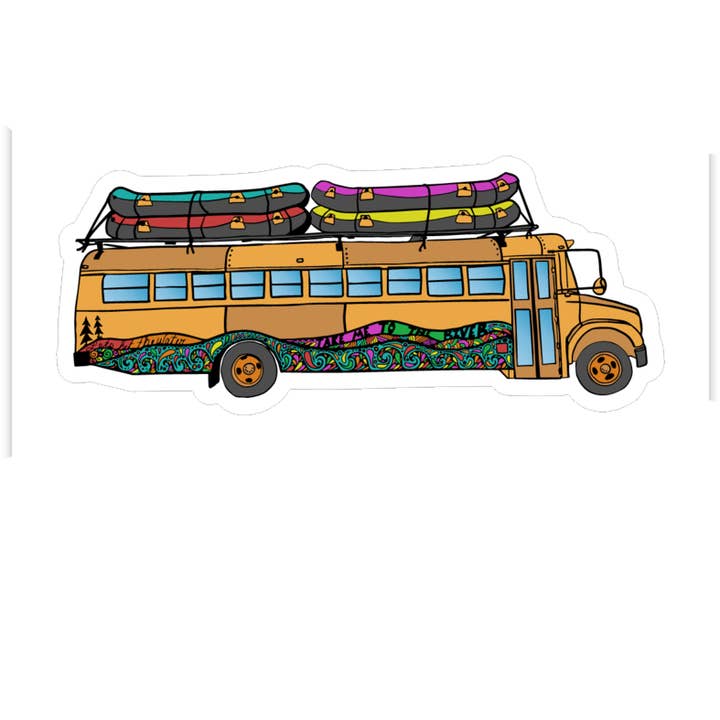 Rafting Bus Sticker for wholesale by Life Outside Sticker Company