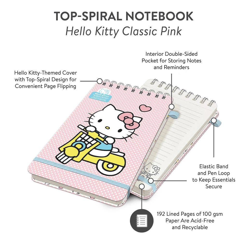 Studio Oh! - Wholesale Notebook - Hello Kitty Classic Pink Top-Spiral Notebook with Pen Loop9